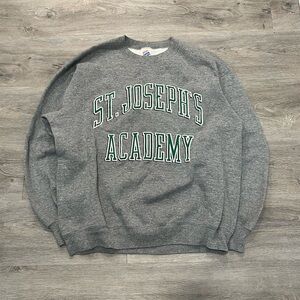 Jerzees Gray Crewneck Sweater with Green Print